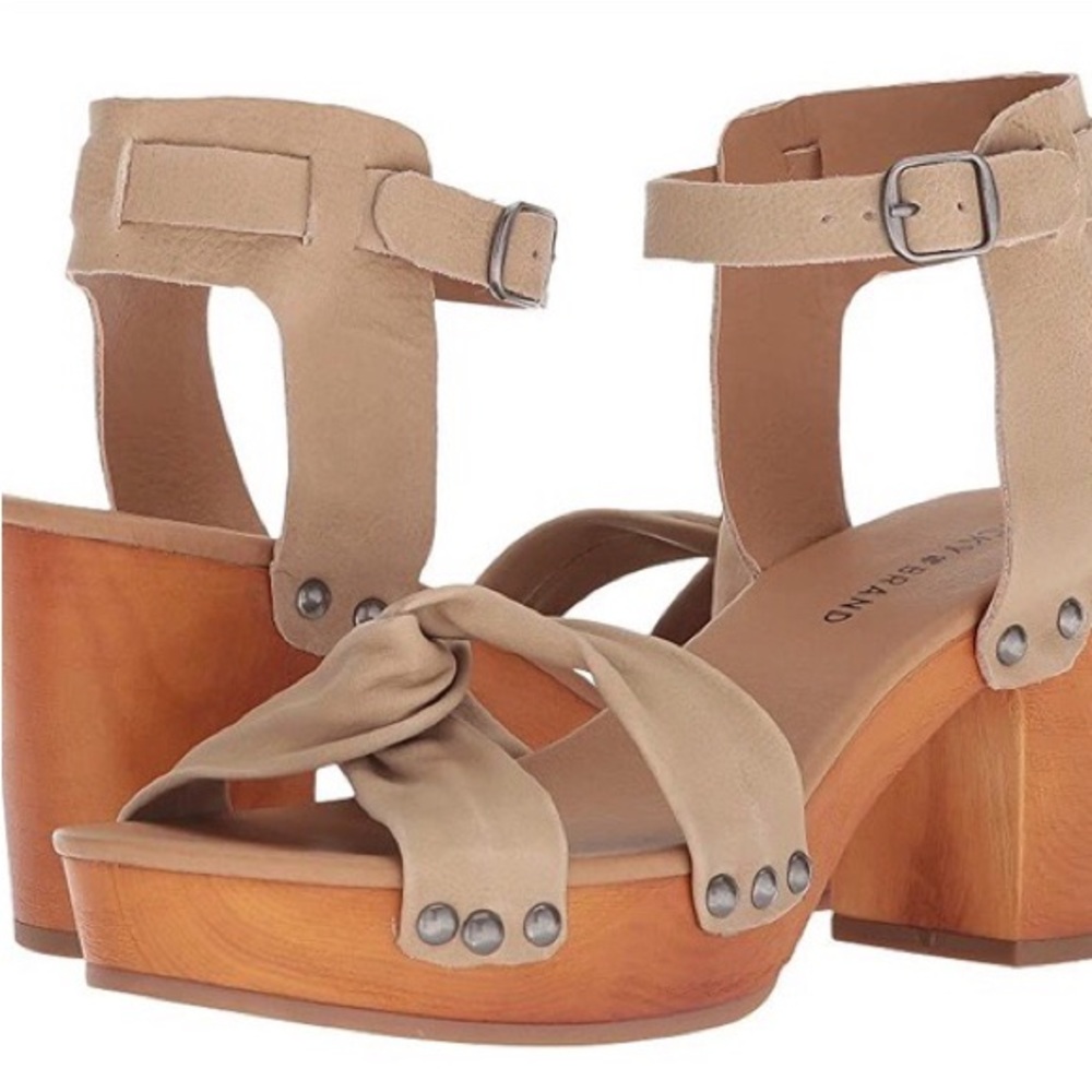 LUCKY Brand Whitneigh Heels Platform Wood Block Sandal - Picture 2 of 13